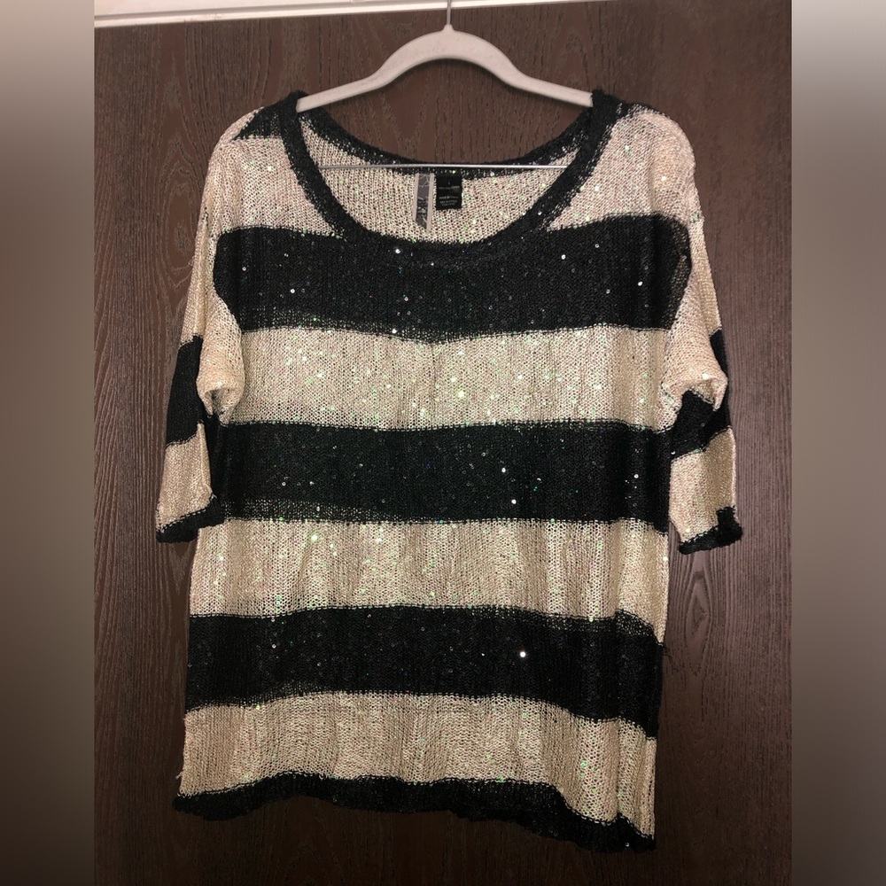 BKE striped sequin top size S